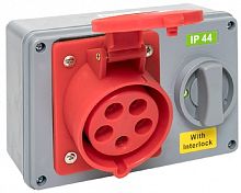 Розетка кабельная с блокировкой и выключателем EKF PROxima 1425 32А 3Р+PЕ+N 400В IР44 красный картинка 